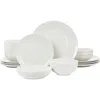 Elama Camellia 16 Piece Porcelain Double Bowl Dinnerware Set In White
