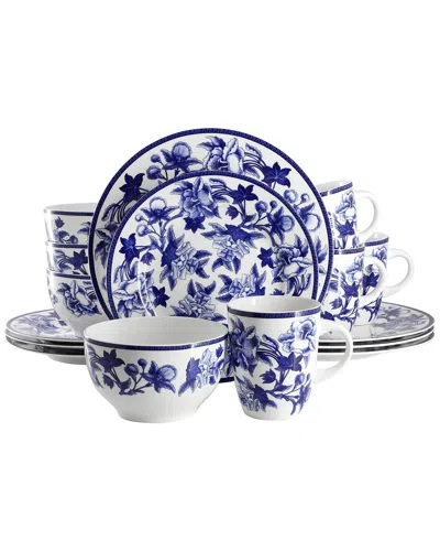 ELAMA ELAMA CATTLEYA ORCHID 16PC ROUND PORCELAIN DINNERWARE SET