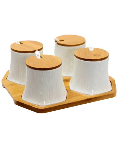 ELAMA ELAMA CERAMIC SPICE, JAM & SALSA JARS WITH SERVING SPOONS