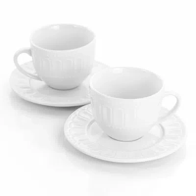 Elama Charlotte Coffe Mug & Saucer In White