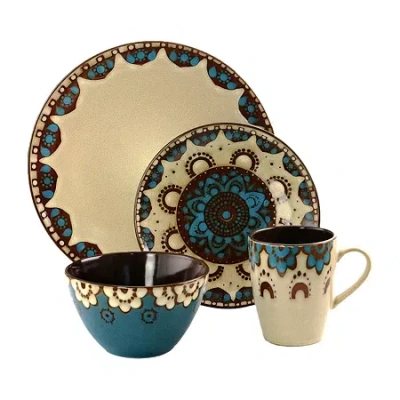 Elama Clay Heart 16-pc. Stoneware Dinnerware Set In Blue