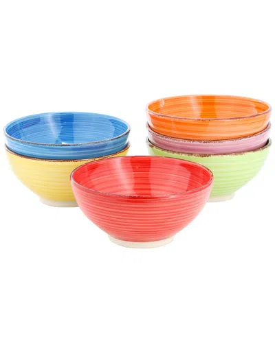 Elama Color Ridge 6pc Round Stoneware Assorted Bowl Set