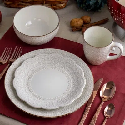 Elama Contessa 16 Piece Dinnerware Set, Service For 4 In Ivory