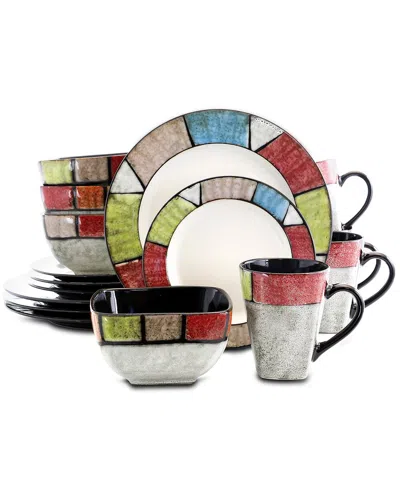 Elama Country Cottage 16pc Stoneware Dinnerware Set