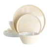 Elama Crafted Clay 12 Piece Lightweight Melamine Dinnerware Set In Sand