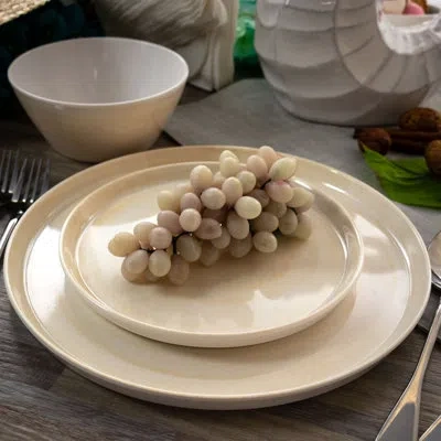 Elama Crafted Clay 12 Piece Melamine Dinnerware Set Service For 4 In Cream