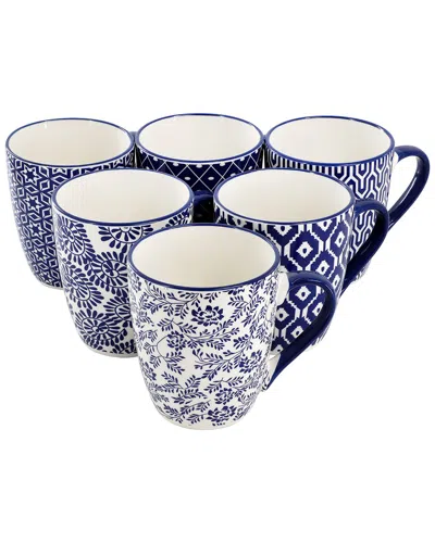 Elama Declan 6pc Stoneware Mug Set In Blue