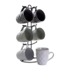 Elama Diamond Waves 6-pc. Stoneware Mug Set In Gray