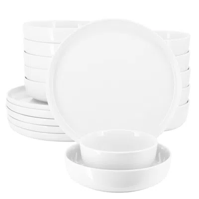 Elama Duncan 18 Piece Porcelain Dinnerware Set In Black In White
