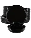 Elama Duncan 18pc Porcelain Dinnerware Set In Black