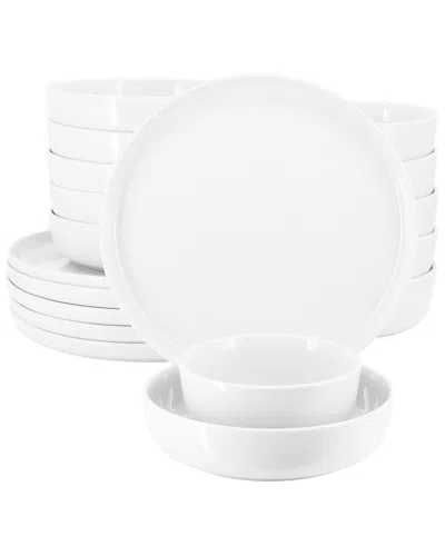Elama Duncan 18 Piece Porcelain Dinnerware Set In White