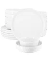 Elama Duncan 18 Piece Porcelain Dinnerware Set In Black In White