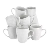 Elama Elle 12 Piece Round Porcelain Mug Set In White