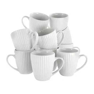 Elama Elle 12-pc. Porcelain Mug Set In White