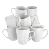 Elama Elle 12 Piece Round Porcelain Mug Set In White