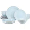 Elama Emilia 16 Piece Double Bowl Stoneware Dinnerware Set In Blue