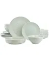 Elama Emilia Light Green 16pc Double Bowl Stoneware Dinn