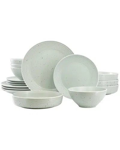 Elama Emilia Light Green 16pc Double Bowl Stoneware Dinn