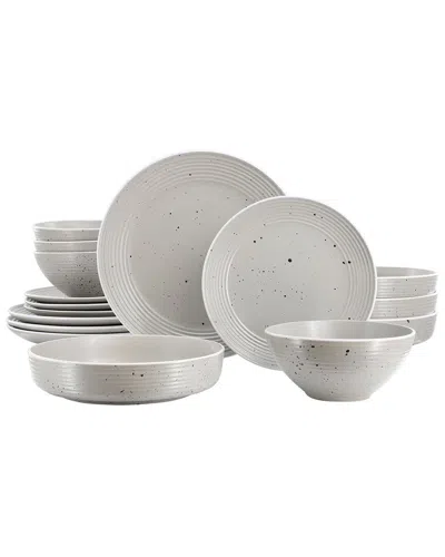 Elama Emilia 16 Piece Double Bowl Stoneware Dinnerware Set In Gray
