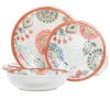 Elama Ester 12 Piece Melamine Dinnerware Set In Black