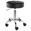 Elama Faux Leather Adjustable Backless Rolling Stool In Black With Chrome Base In Multi