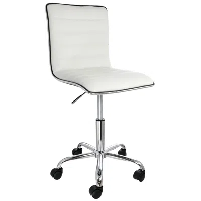 Elama Faux Leather Adjustable Rolling Office Chair In White