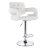 Elama Faux Leather Tufted Bar Stool In Red With Chrome Base And Adjustable Height In White
