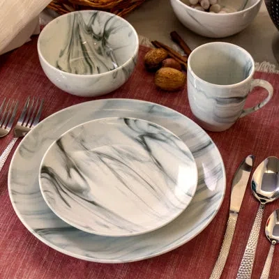 Elama Fine 16 Piece Dinnerware Set, Service For 4 In White