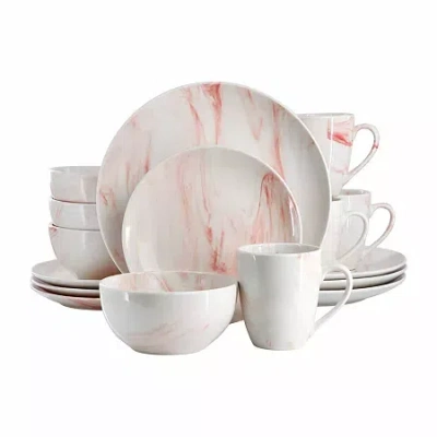 Elama Fine Marble 16 Piece Porcelain Dinnerware Set In Multi