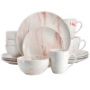 Elama Fine Marble 16 Piece Porcelain Dinnerware Set In Multi