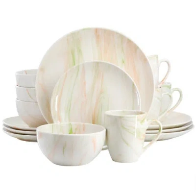 ELAMA ELAMA FINE MARBLE 16 PIECE PORCELAIN DINNERWARE SET