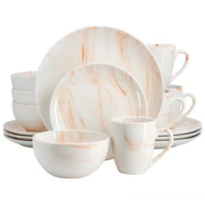 ELAMA ELAMA FINE MARBLE 16 PIECE PORCELAIN DINNERWARE SET