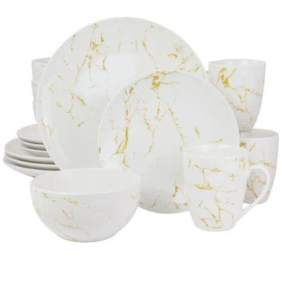 ELAMA ELAMA FINE MARBLE 16 PIECE STONEWARE DINNERWARE SET