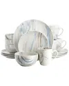 Elama Fine Marble 16pc Porcelain Dinnerware Set In Blue