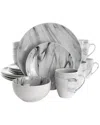 Elama Fine Marble 16pc Stoneware Dinnerware Set