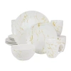 Elama Fine Marble Microwave Safe Dinner Set In White
