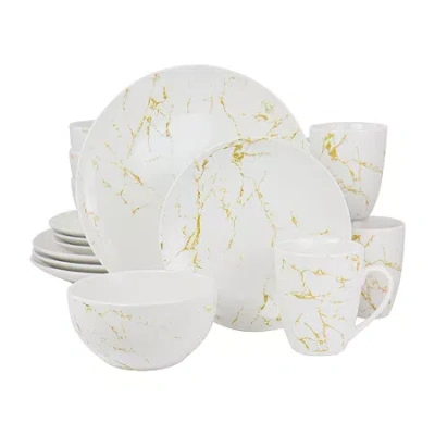 Elama Fine Marble Microwave Safe Dinner Set In White