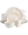 Elama Fine Marble Multi 16pc Porcelain Dinnerware Set In Orange