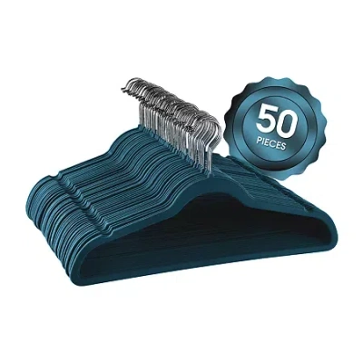 Elama Flocked Velvet With Stainless Steel Swivel Hooks 50-pc. Hangers In Blue