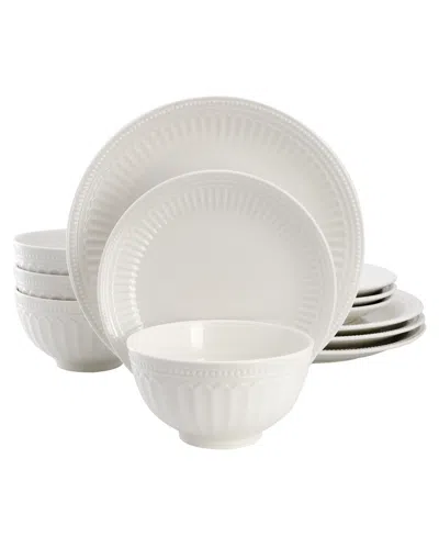 Elama Gabriella 12-piece Dinnerware Set, Service For 4 In White