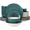 Elama Gia 24 Piece Round Stoneware Dinnerware Set In Green