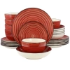 Elama Gia 24 Piece Round Stoneware Dinnerware Set In Red