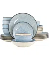 Elama Gia 24 Piece Stoneware Dinnerware Set, Service For 6 In Light Blue