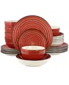 Elama Gia 24 Piece Stoneware Dinnerware Set, Service For 6 In Red
