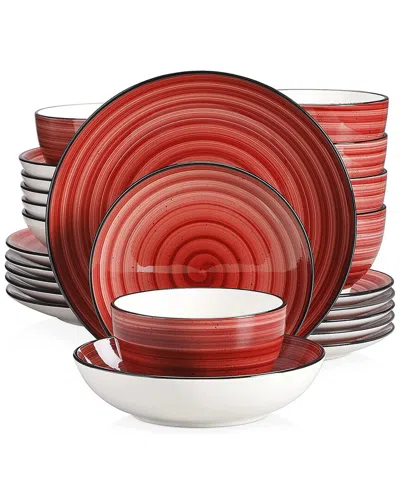 Elama Gia 24pc Stoneware Dinnerware Set In Red