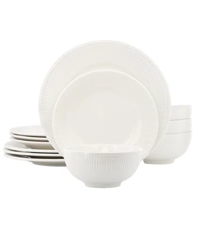 Elama Gianna 12-piece Dinnerware Set, Service For 4 In White