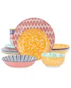 Elama Giovanna 16pc Porcelain Double Bowl Dinnerware Set