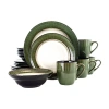 Elama Grand Jade 16-pc. Stoneware Dinnerware Set In Green