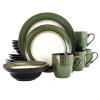 Elama Libra 16 Piece Luxurious Stoneware Dinnerware, Service For 4 In Green