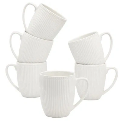 Elama Gretel 6 Piece Round Stoneware 12 Ounce Mug Set White